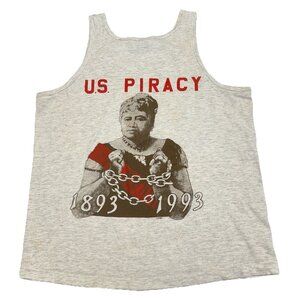 Vintage 90s Hawaiian Heritage Tank Top Shirt Adult Medium Gray US Piracy